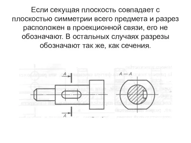 Если секущая плоскость совпадает с плоскостью симметрии всего предмета и