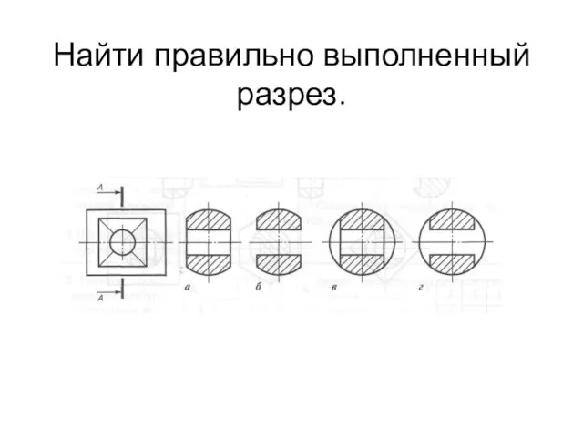 Найти правильно выполненный разрез.