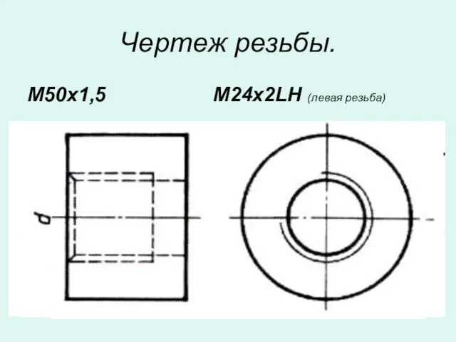 Чертеж резьбы. М50х1,5 М24х2LH (левая резьба)