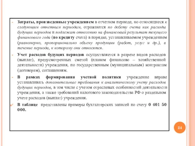 Затраты, произведенные учреждением в отчетном периоде, но относящиеся к следующим