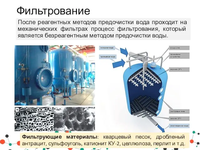 После реагентных методов предочистки вода проходит на механических фильтрах процесс