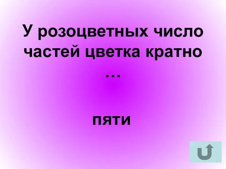 У розоцветных число частей цветка кратно … пяти