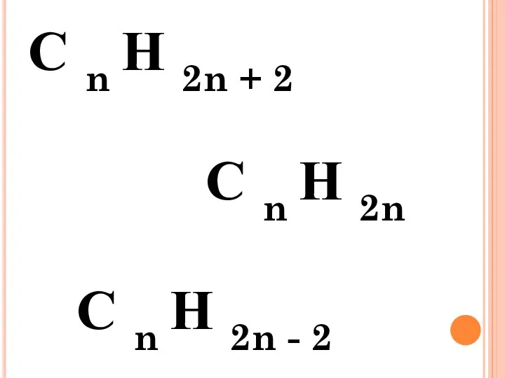 С n Н 2n + 2 С n Н 2n С n Н 2n - 2