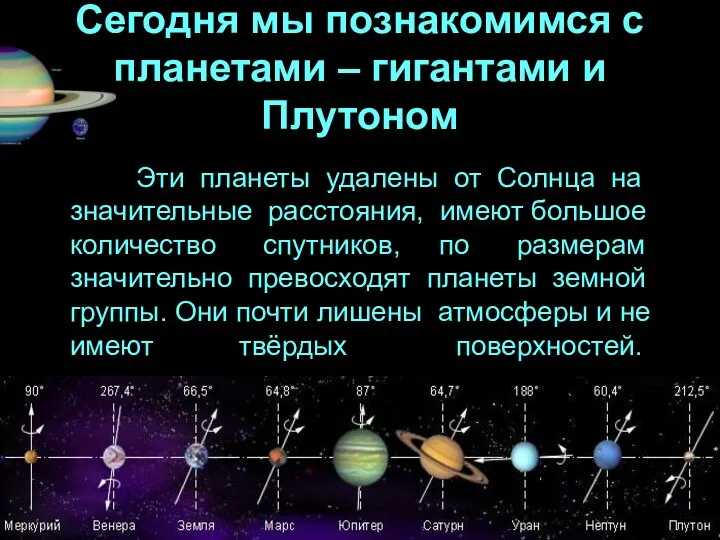 Сегодня мы познакомимся с планетами – гигантами и Плутоном Эти