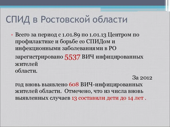 СПИД в Ростовской области Всего за период с 1.01.89 по
