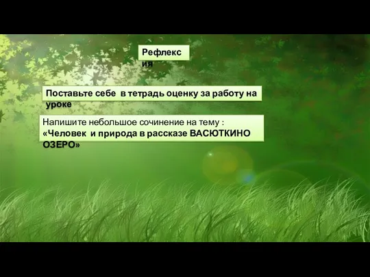 Рефлексия Поставьте себе в тетрадь оценку за работу на уроке