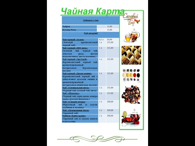 Чайная Карта