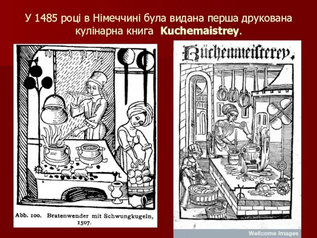 У 1485 році в Німеччині була видана перша друкована кулінарна книга Kuchemaistrey.