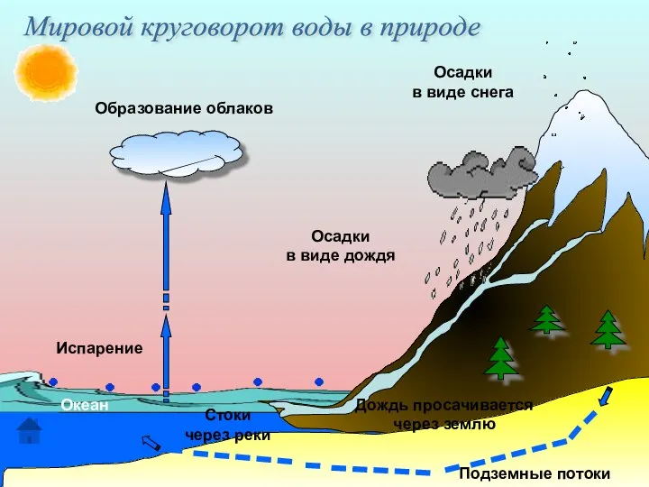 Осадки в виде снега Образование облаков Осадки в виде дождя