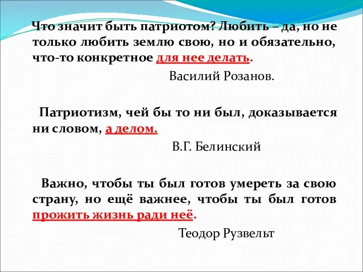 Что значит быть патриотом? Любить – да, но не только