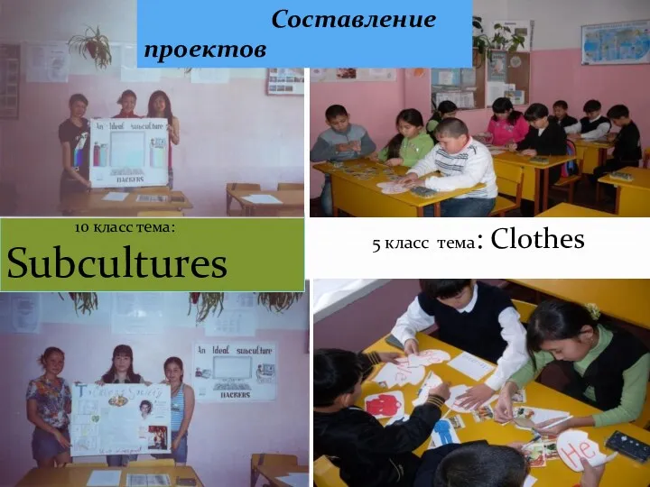 10 класс тема: Subcultures 5 класс тема: Clothes Составление проектов