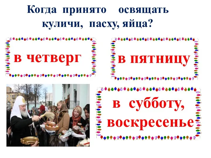 Когда принято освящать куличи, пасху, яйца?