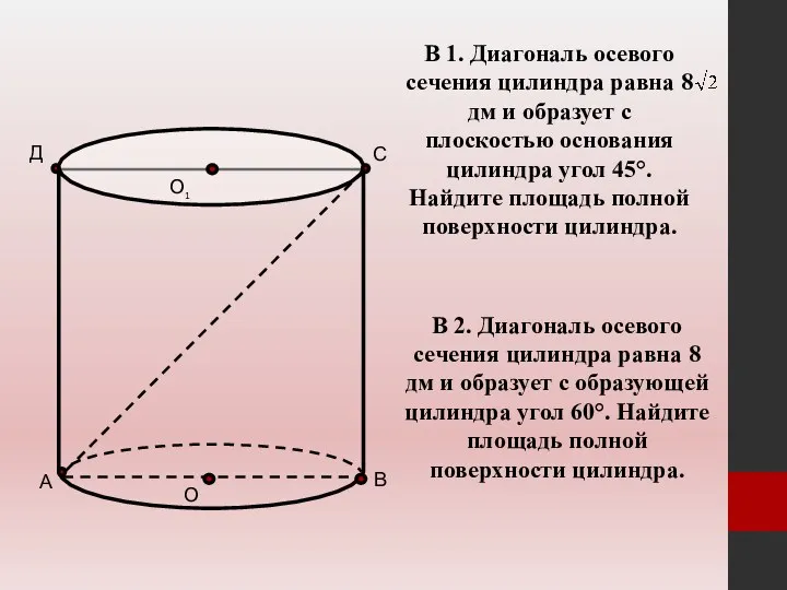 А В С Д О О1 В 1. Диагональ осевого