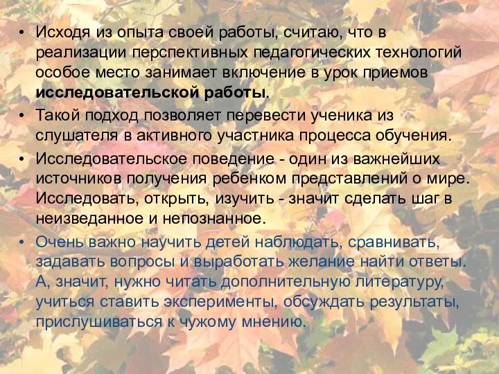 Исходя из опыта своей работы, считаю, что в реализации перспективных