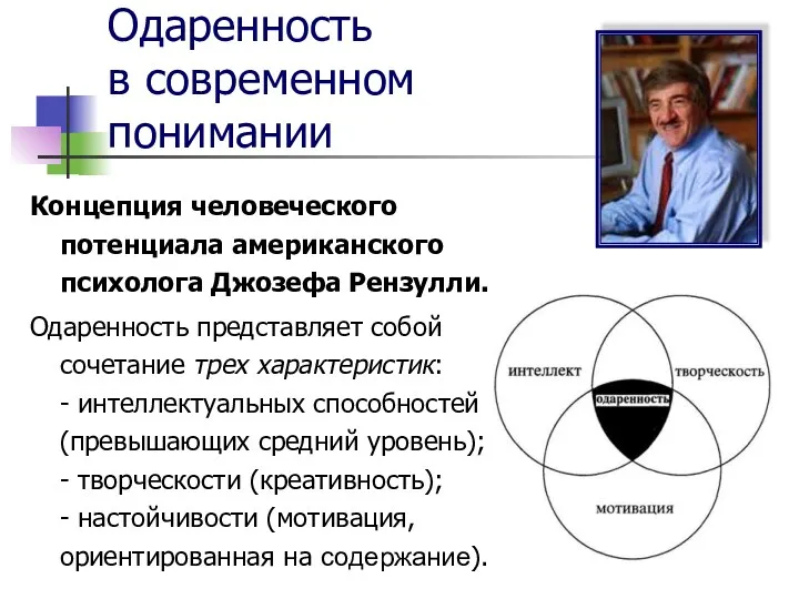 Одаренность в современном понимании Концепция человеческого потенциала американского психолога Джозефа