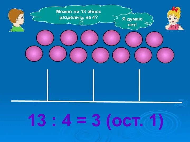 Можно ли 13 яблок разделить на 4? Я думаю нет!