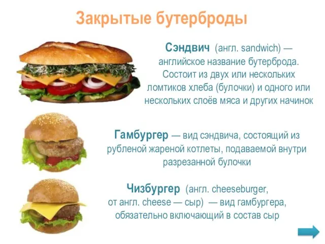 Сэндвич (англ. sandwich) — английское название бутерброда. Состоит из двух