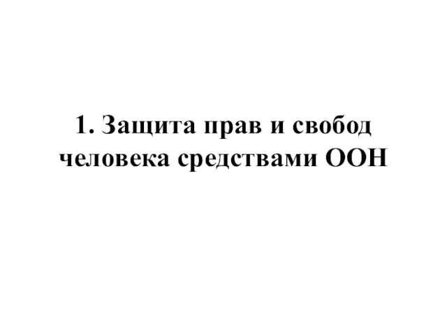 1. Защита прав и свобод человека средствами ООН