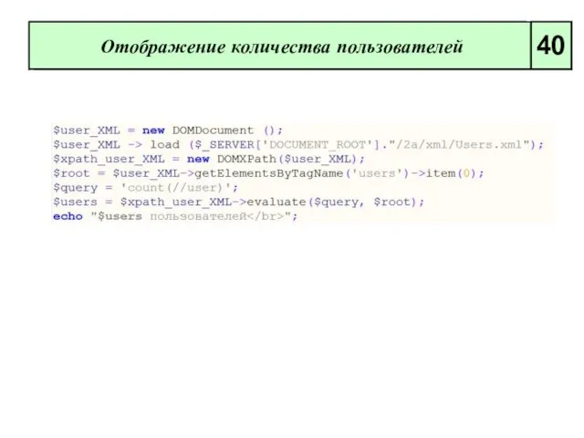 Отображение количества пользователей 40