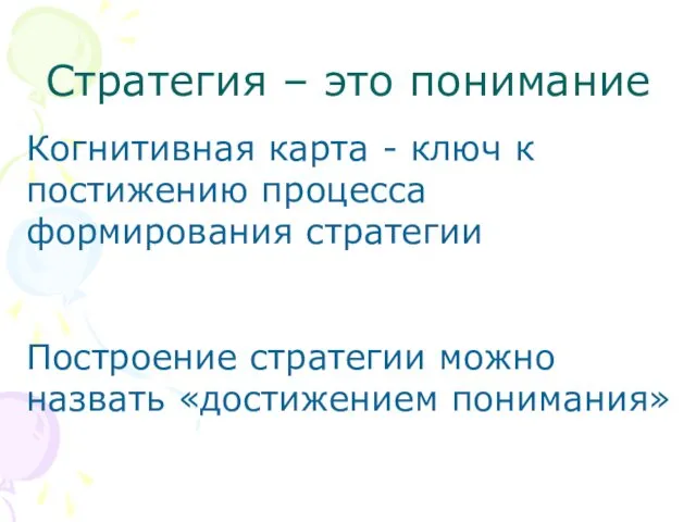 Стратегия – это понимание Когнитивная карта - ключ к постижению