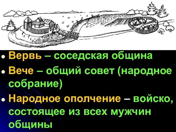 Вервь – соседская община Вече – общий совет (народное собрание)