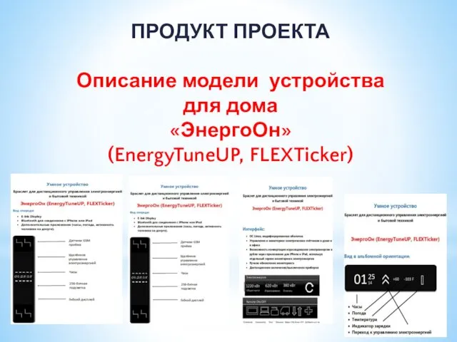 ПРОДУКТ ПРОЕКТА Описание модели устройства для дома «ЭнергоОн» (EnergyTuneUP, FLEXTicker)