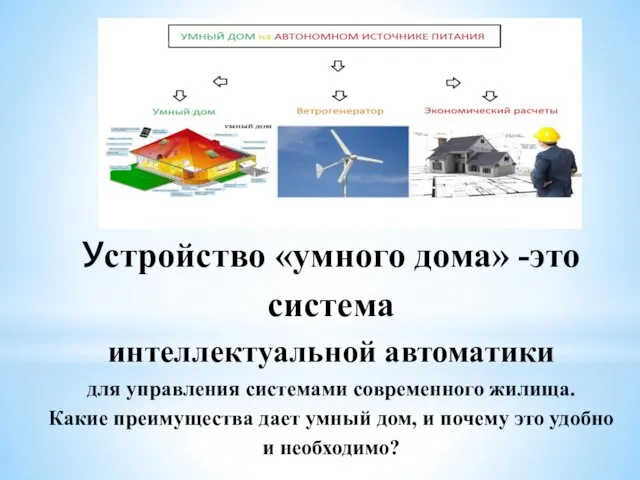 Устройство «умного дома» -это система интеллектуальной автоматики для управления системами