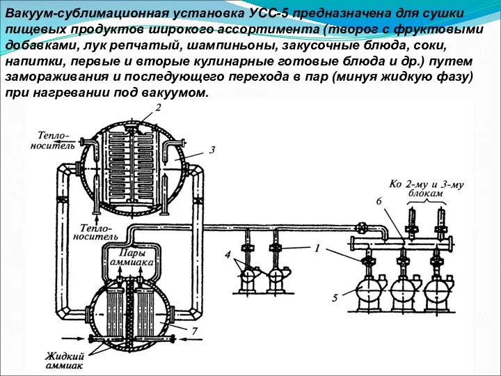 Вакуум-сублимационная установка УСС-5 предназначена для сушки пищевых продуктов широкого ассортимента (творог с фруктовыми