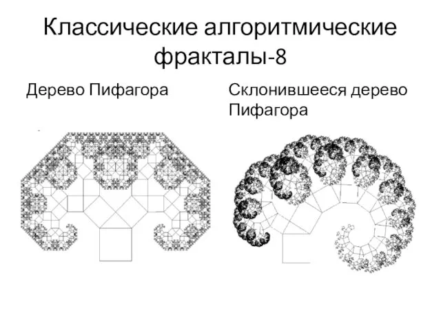 Классические алгоритмические фракталы-8 Дерево Пифагора Склонившееся дерево Пифагора