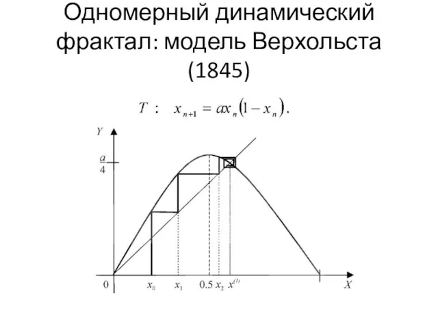 Одномерный динамический фрактал: модель Верхольста (1845)