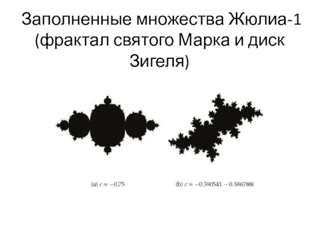 Заполненные множества Жюлиа-1 (фрактал святого Марка и диск Зигеля)