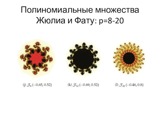 Полиномиальные множества Жюлиа и Фату: p=8-20