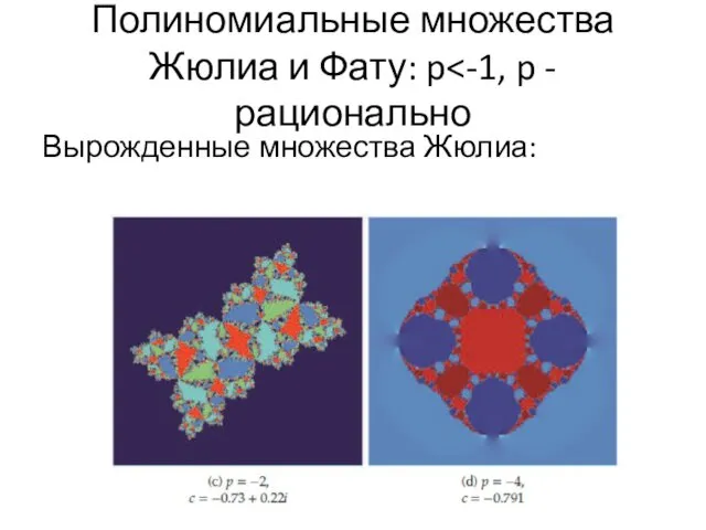 Полиномиальные множества Жюлиа и Фату: p Вырожденные множества Жюлиа: