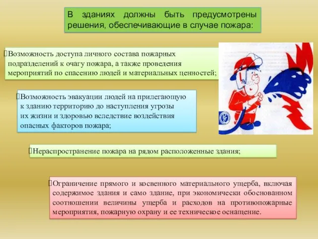 Ограничение прямого и косвенного материального ущерба, включая содержимое здания и само здание, при