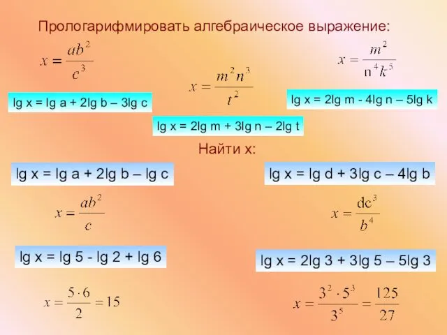 Найти х: lg x = lg a + 2lg b