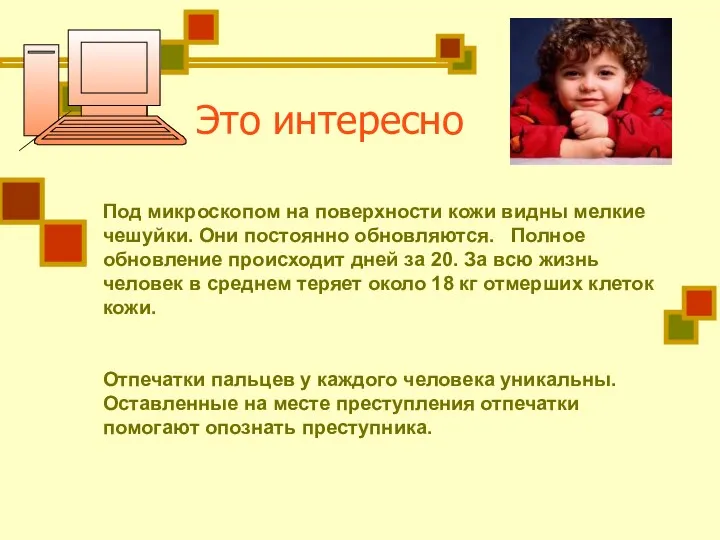 Это интересно Под микроскопом на поверхности кожи видны мелкие чешуйки.