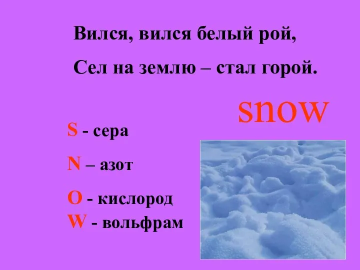 Вился, вился белый рой, Сел на землю – стал горой.