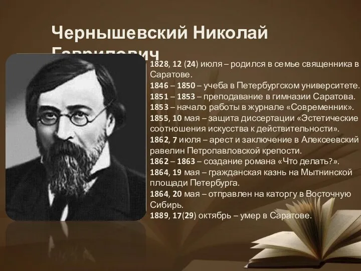 Чернышевский Николай Гаврилович 1828, 12 (24) июля – родился в