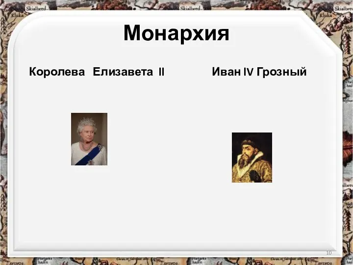 Монархия Королева Елизавета ll Иван lV Грозный