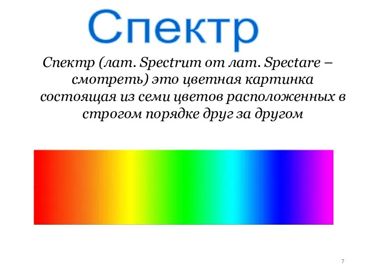 Спектр Спектр (лат. Spectrum от лат. Spectare – смотреть) это