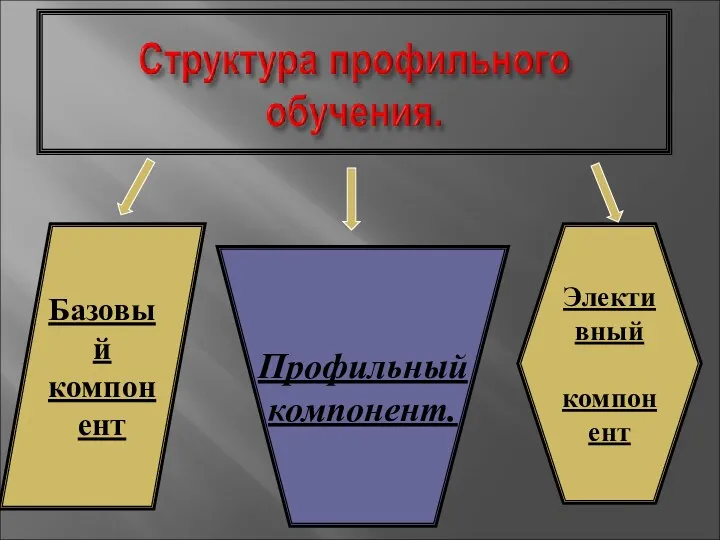 Базовый компонент Элективный компонент Профильный компонент.