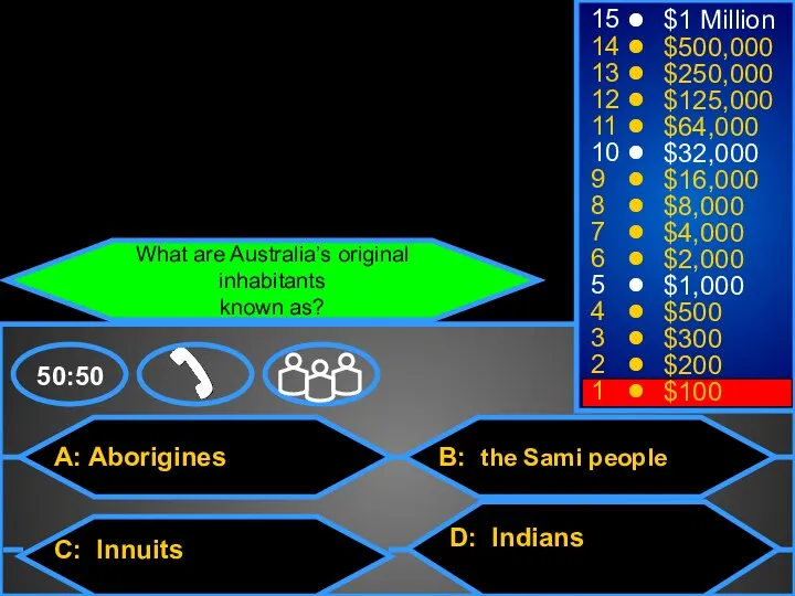 A: Aborigines C: Innuits B: the Sami people D: Indians