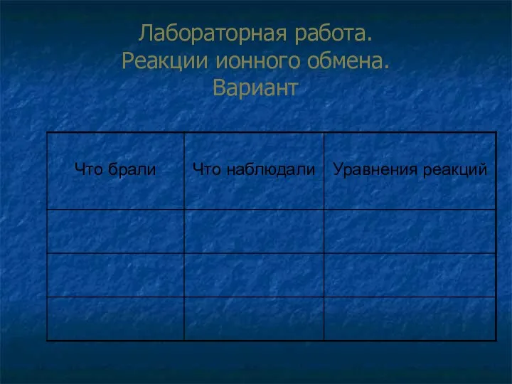 Лабораторная работа. Реакции ионного обмена. Вариант