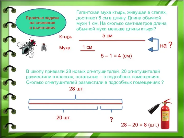 Простые задачи на сложение и вычитание Гигантская муха ктырь, живущая