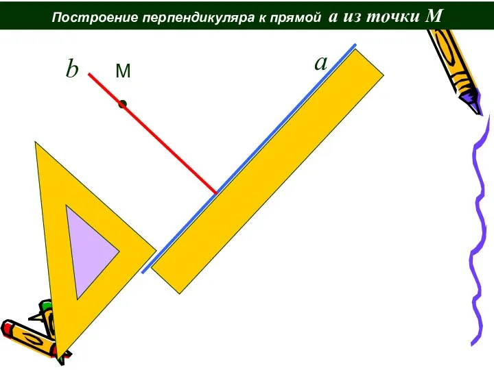 М Построение перпендикуляра к прямой а из точки М а b