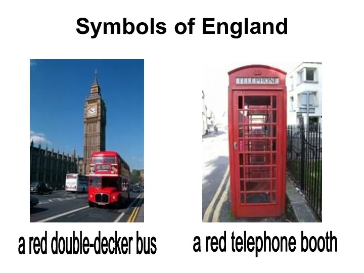 Symbols of England a red double-decker bus a red telephone booth