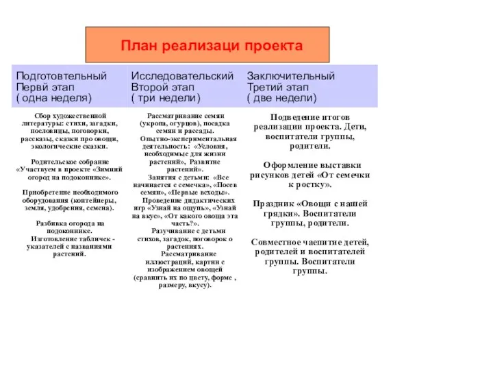 План реализаци проекта