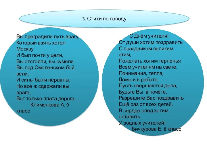 3. Стихи по поводу Вы преградили путь врагу, Который взять