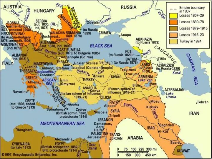 Начало распада Османской империи Бессарабия 1830 г.- Сербия Греция - 1830 1861 - Румыния Болгария