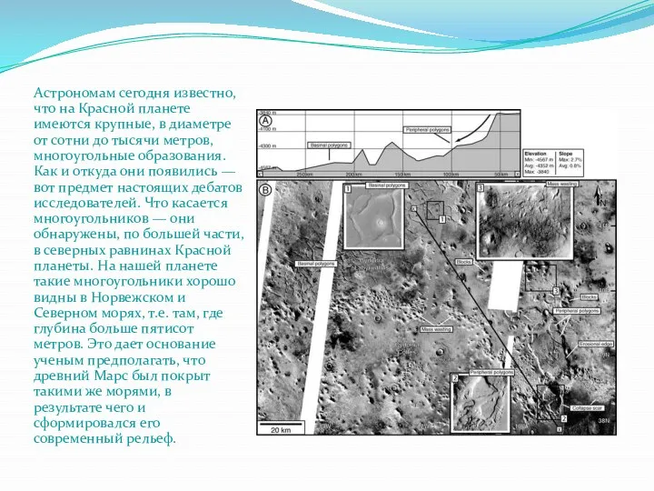 Астрономам сегодня известно, что на Красной планете имеются крупные, в диаметре от сотни